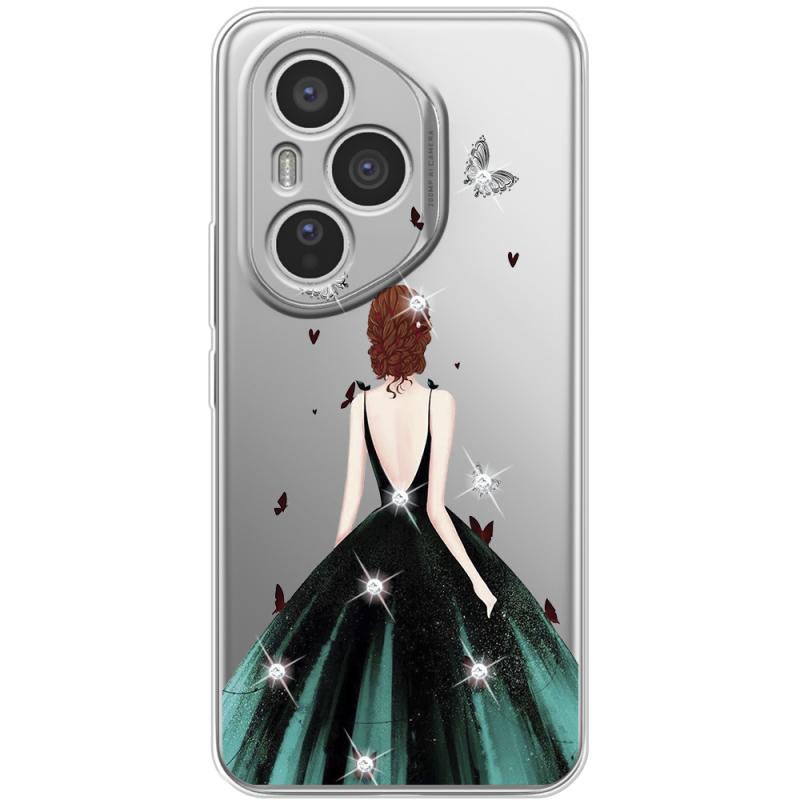Чохол зі стразами Honor 400 Pro Girl in the green dress