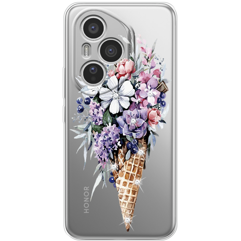 Чохол зі стразами Honor 400 Pro Ice Cream Flowers