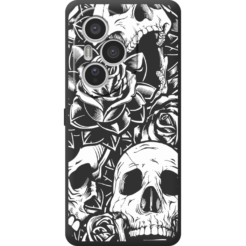 Чорний чохол BoxFace Honor 400 Pro Skull and Roses