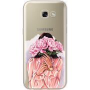 Прозрачный чехол Uprint Samsung A520 Galaxy A5 2017 Девушка с Пионами
