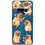 Прозорий чохол BoxFace Nothing Phone (3a) с 3D-глазками Pug