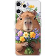 Прозорий чохол BoxFace Nothing CMF Phone 2 Pro Капибара з квітами