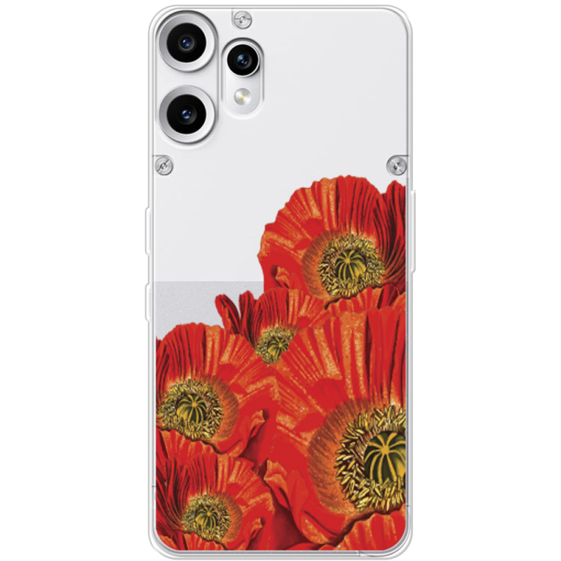Прозорий чохол BoxFace Nothing CMF Phone 2 Pro Red Poppies