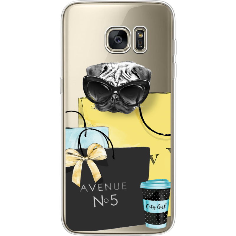 Прозрачный чехол Uprint Samsung G935 Galaxy S7 Edge Fashion Pug