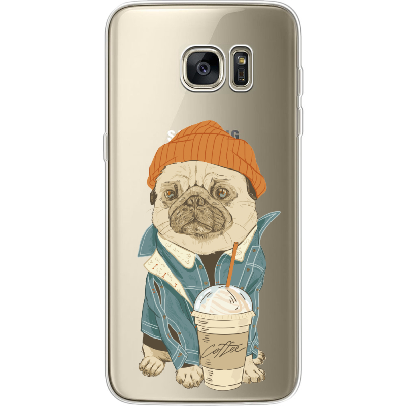 Прозрачный чехол Uprint Samsung G935 Galaxy S7 Edge Dog Coffeeman