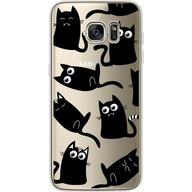 Прозрачный чехол Uprint Samsung G935 Galaxy S7 Edge с 3D-глазками Black Kitty