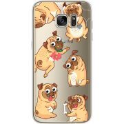 Прозрачный чехол Uprint Samsung G935 Galaxy S7 Edge с 3D-глазками Pug