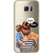 Прозрачный чехол Uprint Samsung G935 Galaxy S7 Edge Super Mama and Son