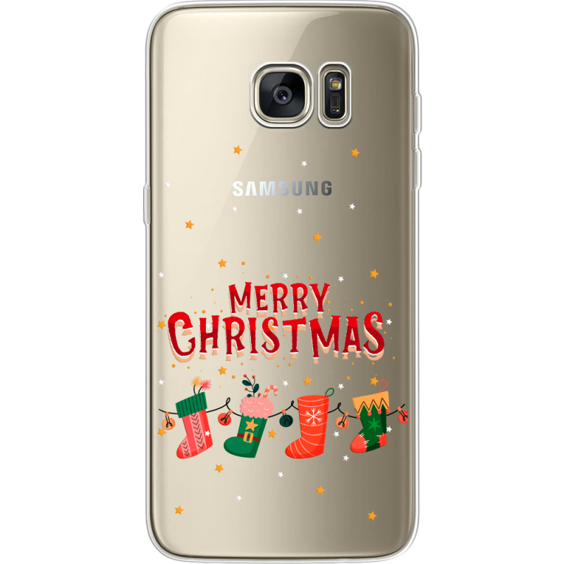 Прозрачный чехол Uprint Samsung G935 Galaxy S7 Edge Merry Christmas