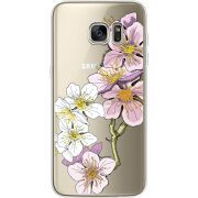 Прозрачный чехол Uprint Samsung G935 Galaxy S7 Edge Cherry Blossom