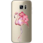 Прозрачный чехол Uprint Samsung G935 Galaxy S7 Edge Floral Flamingo