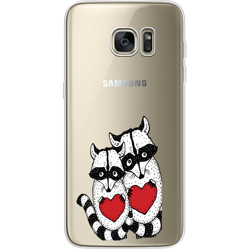 Прозрачный чехол Uprint Samsung G935 Galaxy S7 Edge Raccoons in love