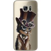 Прозрачный чехол Uprint Samsung G935 Galaxy S7 Edge Steampunk Cat