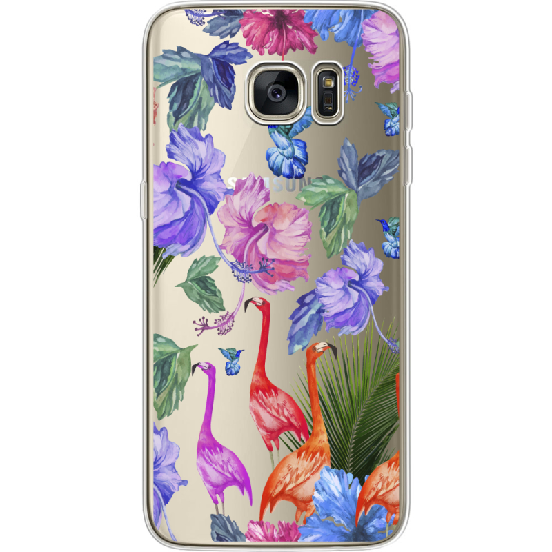 Прозрачный чехол Uprint Samsung G935 Galaxy S7 Edge Flamingo