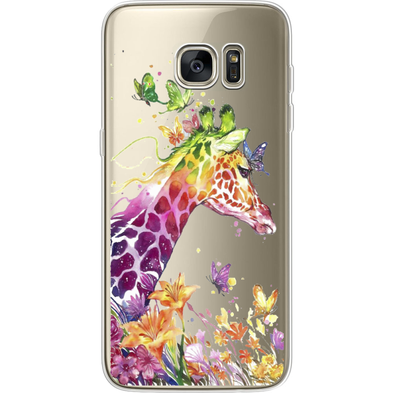 Прозрачный чехол Uprint Samsung G935 Galaxy S7 Edge Colorful Giraffe