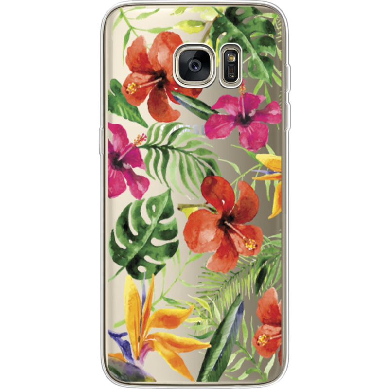 Прозрачный чехол Uprint Samsung G935 Galaxy S7 Edge Tropical Flowers