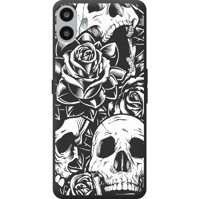 Чорний чохол BoxFace Nothing CMF Phone 1 Skull and Roses