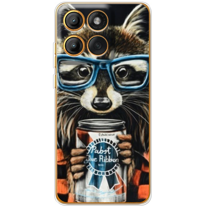 Чохол BoxFace Motorola Moto G86 Енот с банкой