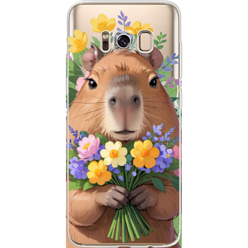 Прозрачный чехол Uprint Samsung G950 Galaxy S8 Капибара з квітами