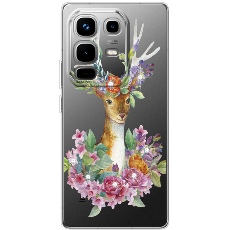 Чохол зі стразами Infinix Note 50 Pro Plus Deer with flowers