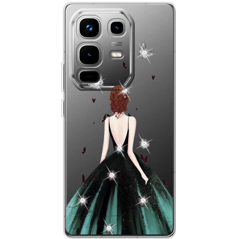 Чохол зі стразами Infinix Note 50 Pro Plus Girl in the green dress