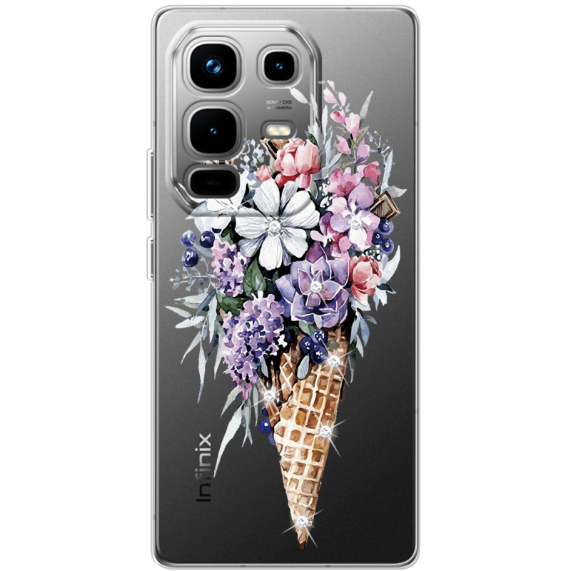 Чохол зі стразами Infinix Note 50 Pro Plus Ice Cream Flowers