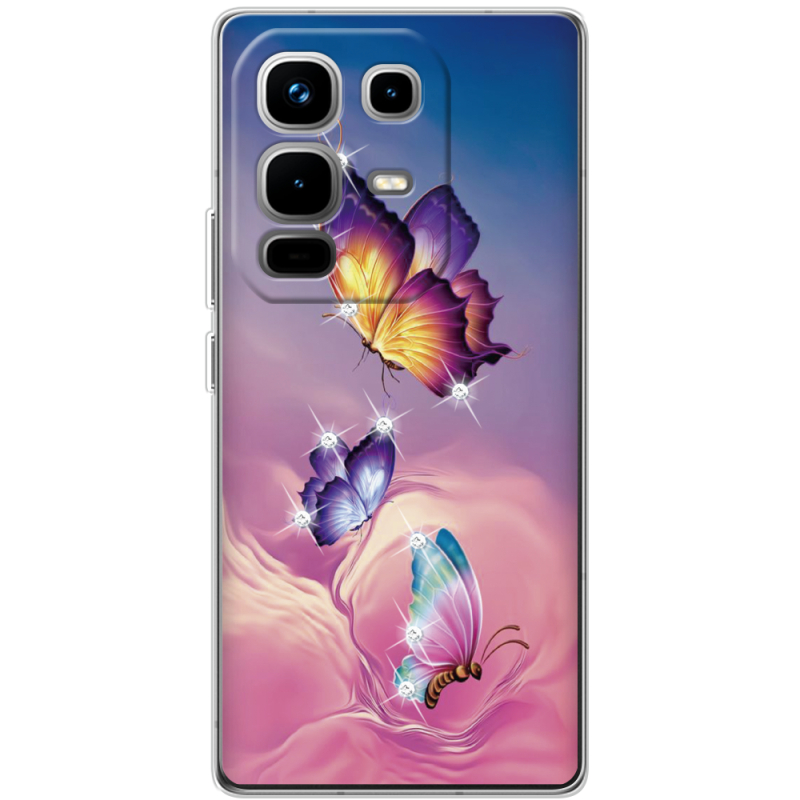 Чохол зі стразами Infinix Note 50 Pro Plus Butterflies