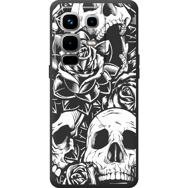 Чорний чохол BoxFace Infinix Note 50 Pro Plus Skull and Roses