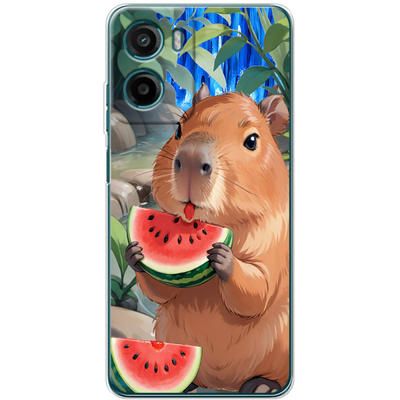 Чохол BoxFace Motorola Moto E15 Капібара з кавуном