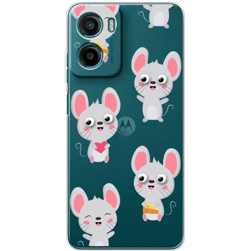 Прозорий чохол BoxFace Motorola Moto E15 с 3D-глазками Mouse