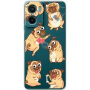 Прозорий чохол BoxFace Motorola Moto E15 с 3D-глазками Pug