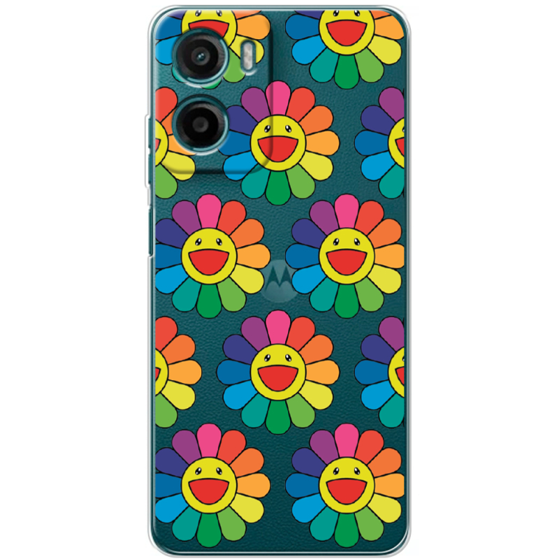 Прозорий чохол BoxFace Motorola Moto E15 Hippie Flowers