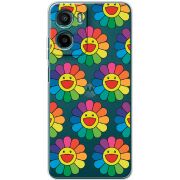 Прозорий чохол BoxFace Motorola Moto E15 Hippie Flowers