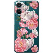 Прозорий чохол BoxFace Motorola Moto E15 Peony Watercolor Style