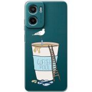 Прозорий чохол BoxFace Motorola Moto E15 Segull in Cofee Pool