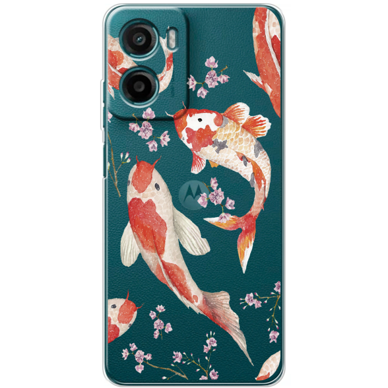 Прозорий чохол BoxFace Motorola Moto E15 Japanese Koi Fish