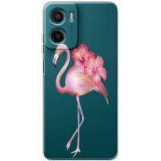Прозорий чохол BoxFace Motorola Moto E15 Floral Flamingo