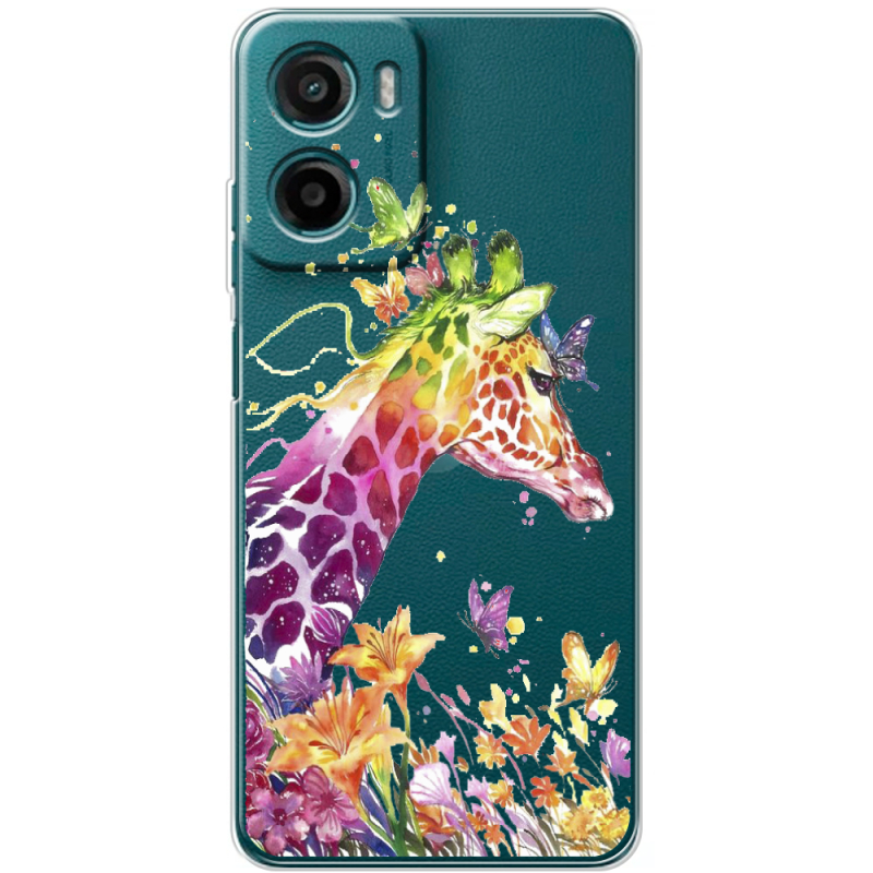 Прозорий чохол BoxFace Motorola Moto E15 Colorful Giraffe
