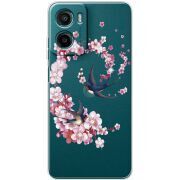 Чохол зі стразами Motorola Moto E15 Swallows and Bloom
