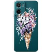 Чохол зі стразами Motorola Moto E15 Ice Cream Flowers
