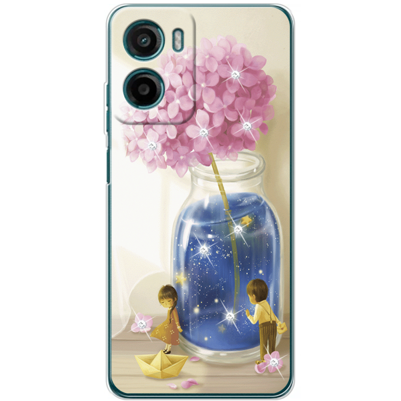 Чохол зі стразами Motorola Moto E15 Little Boy and Girl