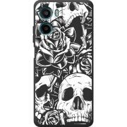 Чорний чохол BoxFace Motorola Moto E15 Skull and Roses