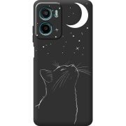 Чорний чохол BoxFace Motorola Moto E15 Місячний кіт