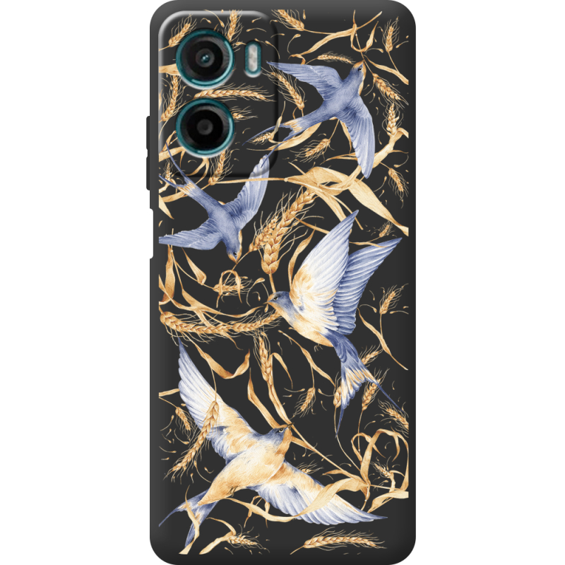 Чорний чохол BoxFace Motorola Moto E15 Ластівки