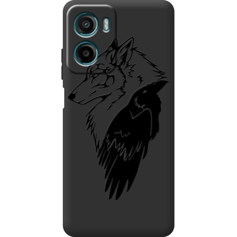 Чорний чохол BoxFace Motorola Moto E15 Wolf and Raven