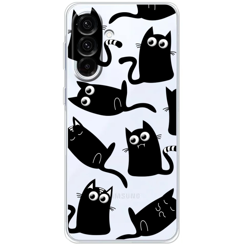 Прозорий чохол BoxFace Samsung Galaxy A17 (A175) с 3D-глазками Black Kitty
