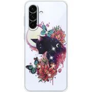 Чохол зі стразами Samsung Galaxy A17 (A176) Cat in Flowers