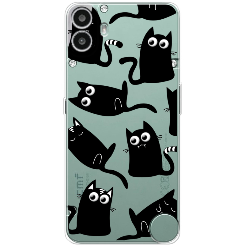 Прозорий чохол BoxFace Nothing CMF Phone 1 с 3D-глазками Black Kitty