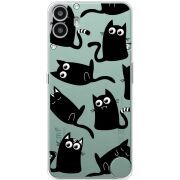 Прозорий чохол BoxFace Nothing CMF Phone 1 с 3D-глазками Black Kitty