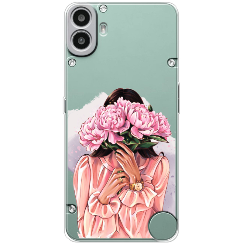 Прозорий чохол BoxFace Nothing CMF Phone 1 Девушка с Пионами
